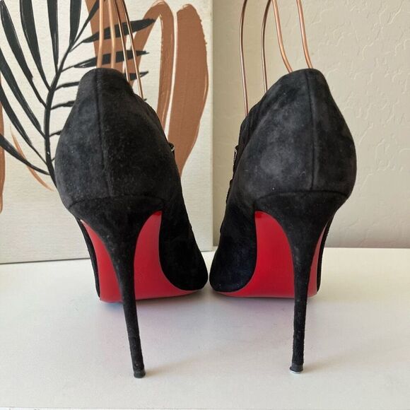 Christian Louboutin Heels Triplica Strass 100 Suede‎ Booties Black Size EU 40 - Picture 4 of 11